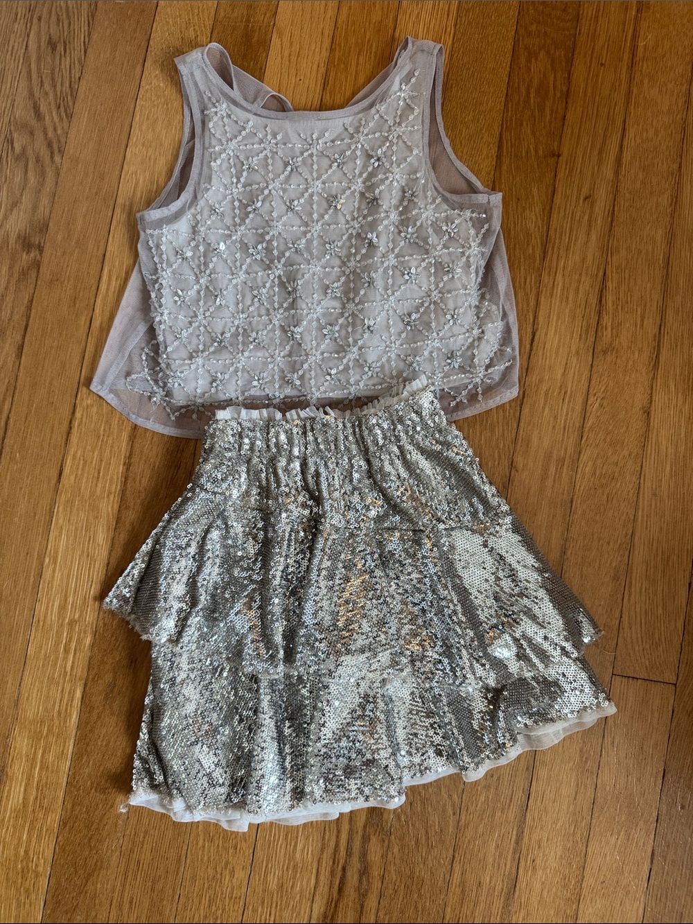 ZARA SEQUIN BEADED TANK SKIRT SET